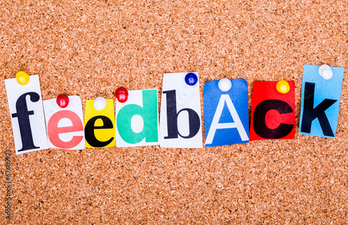 The word FEEDBACK on a bulletin board