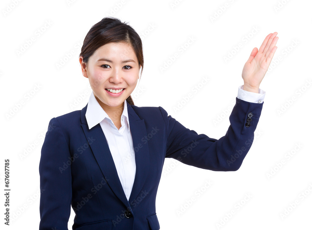 Business woman with open hand palm Business woman with open hand palm