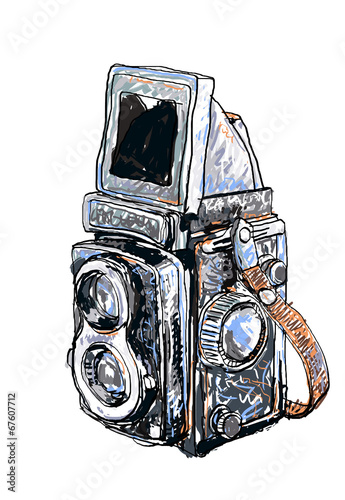 Old twin lens reflex-vector