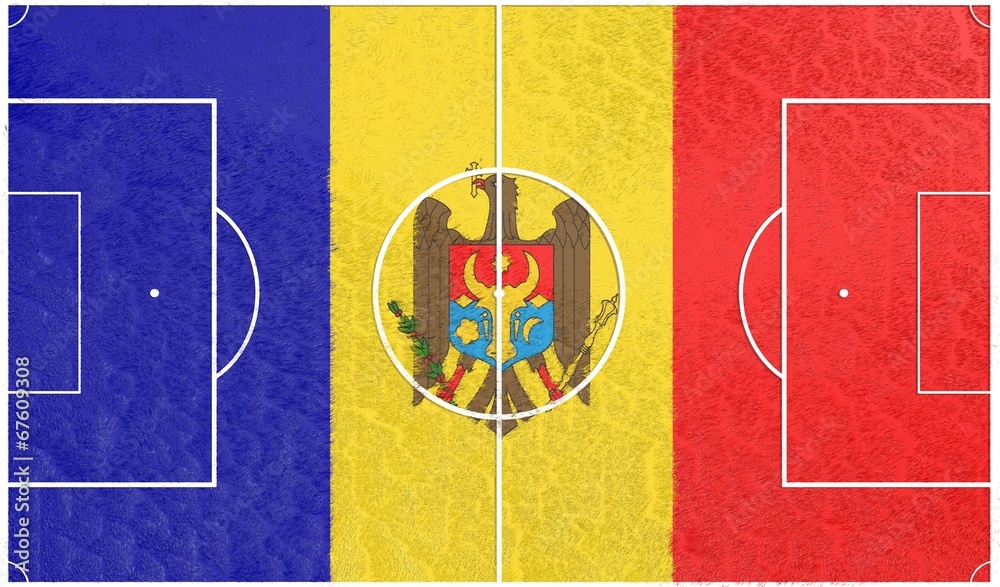 football field textured by moldova national flag