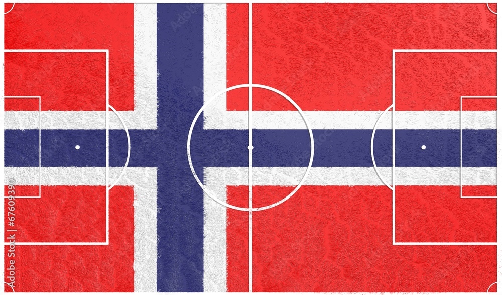 football field textured by norway national flag