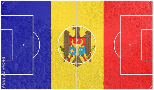 football field textured by moldova national flag