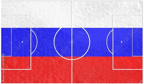 football field textured by russia national flag