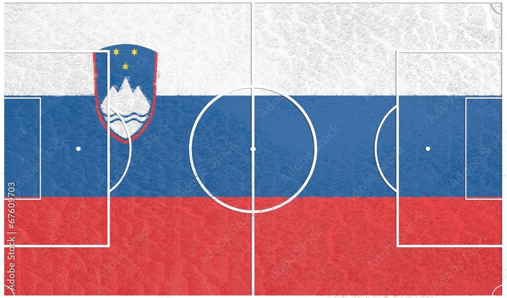 football field textured by slovenia national flag