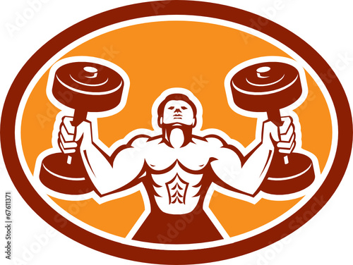 Man Lifting Dumbbell Weight Physical Fitness Retro
