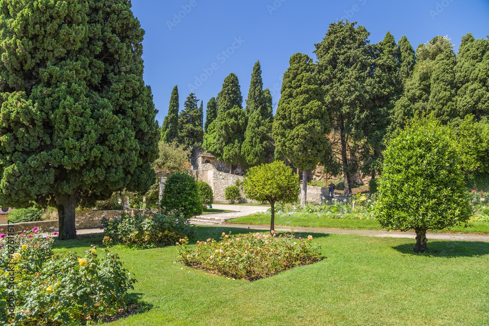 Nice, France. Garden of the monastery of Notre Dame de Simie