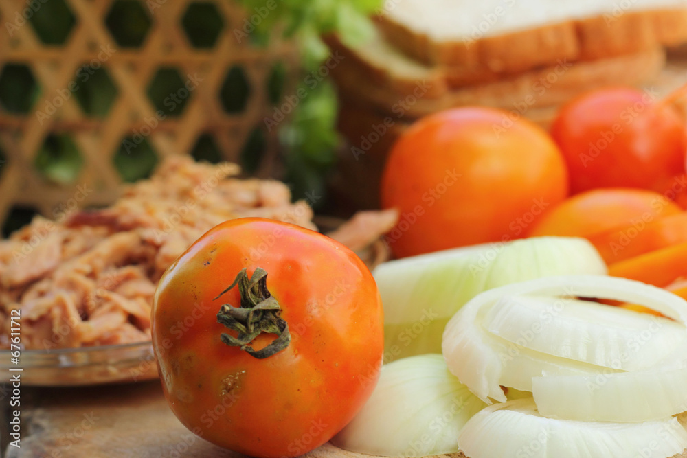 making tuna sandwich with fresh vegetables making tuna sandwich with fresh vegetables