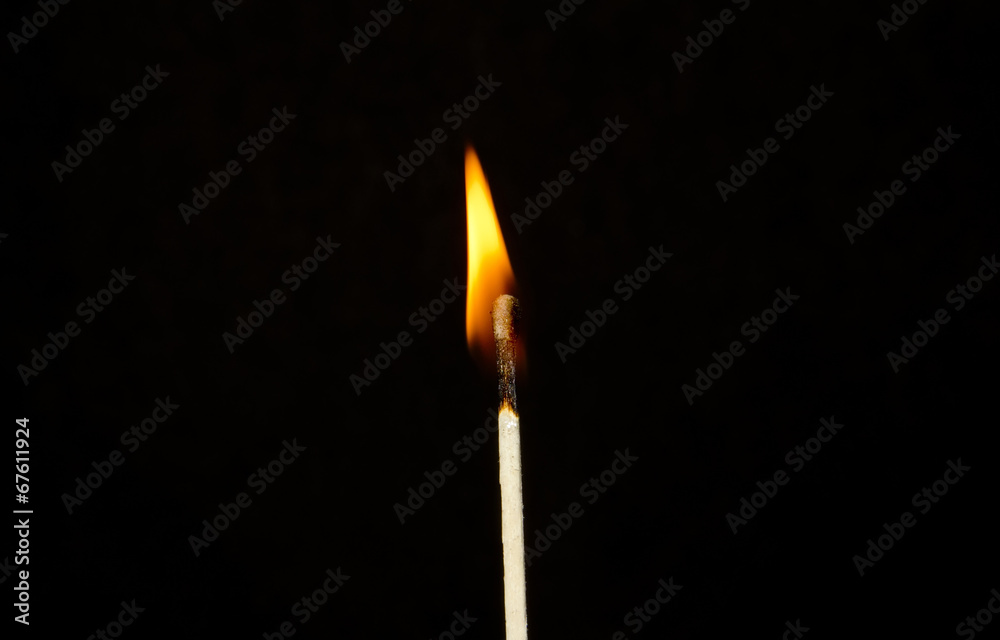 one match burning red flame one match burning red flame