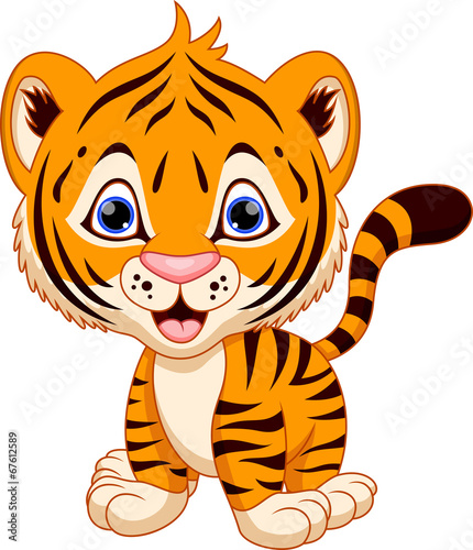 Fototapeta Naklejka Na Ścianę i Meble -  Cute baby tiger cartoon
