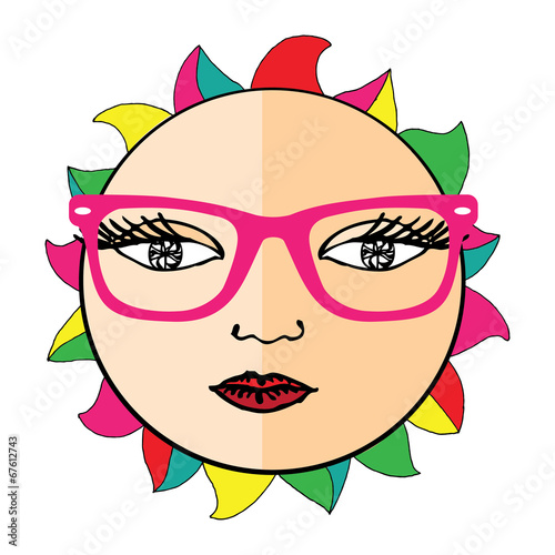 Sun with pink glasses