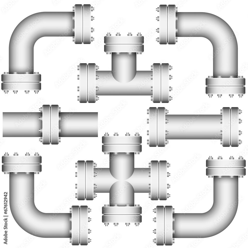 Set of elements with pipe flanges Set of elements with pipe flanges