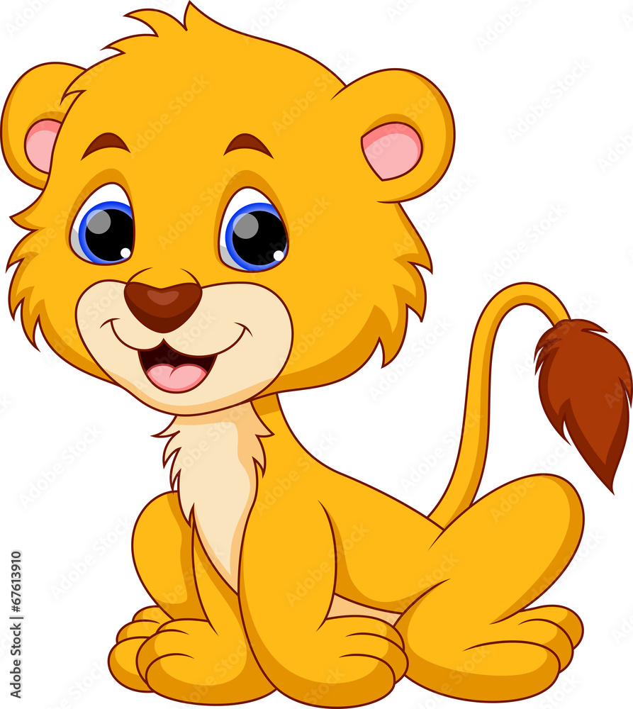 Naklejka premium Cute lion cartoon