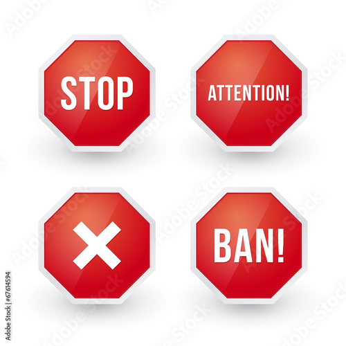 stop sign with various content