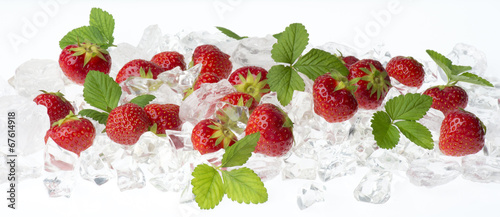 strawberries in the ice