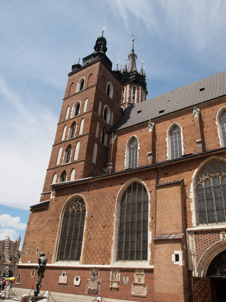 Side view of St.Mary's Basilica at Market Square ,Krakow