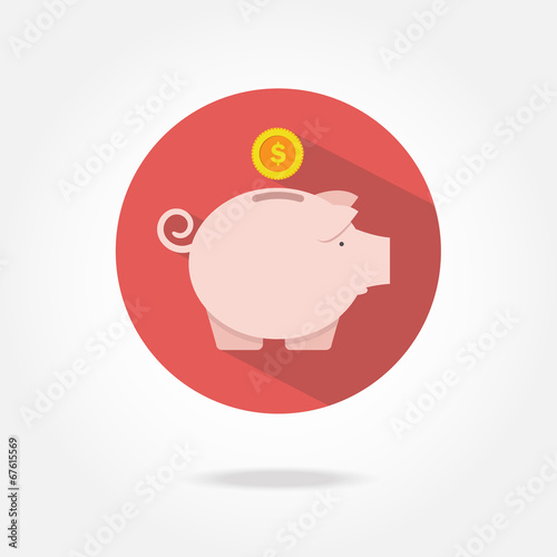 Flat piggy bank icon.
