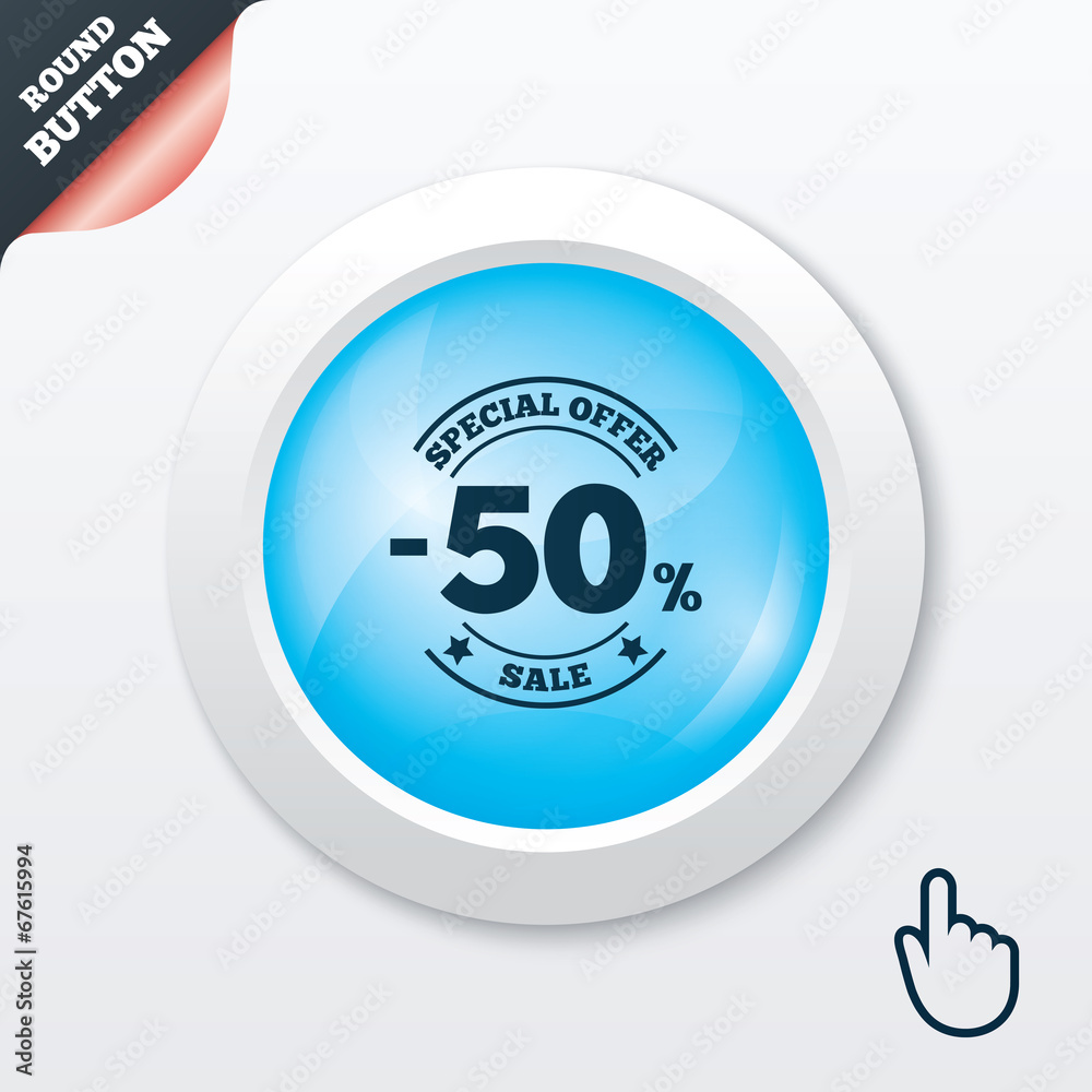 50 percent discount sign icon. Sale symbol. 50 percent discount sign icon. Sale symbol.