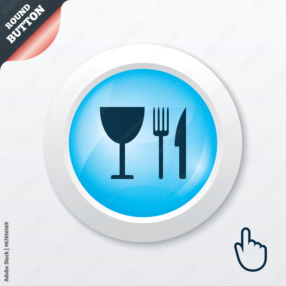Eat sign icon. Knife, fork and wineglass.