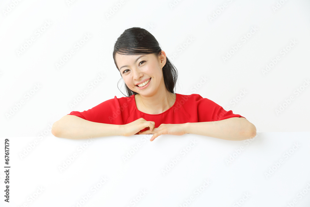 ホワイトボード・若い女性 ホワイトボード・若い女性