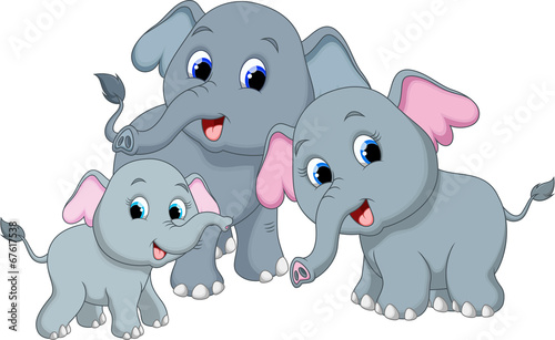 Cute elephant family cartoon