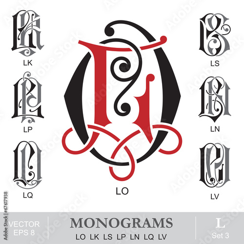 Vintage Monograms LO LK LS LP LN LQ ,