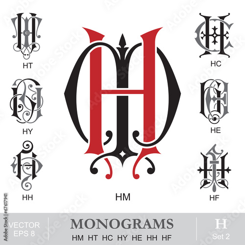 Vintage Monograms HM HT HC HY HE HH HF
