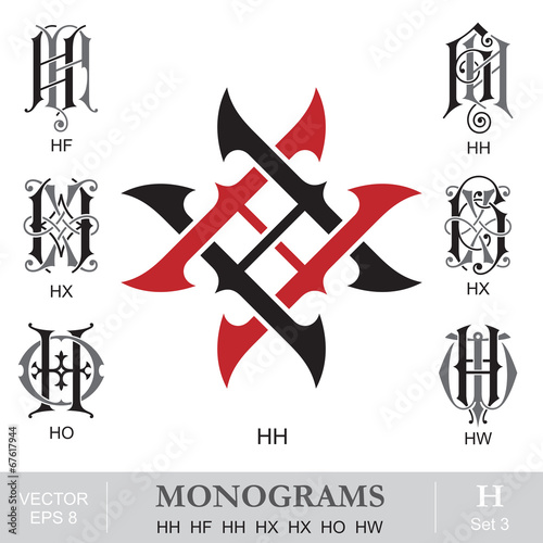 Vintage Monograms HH HF HH HX HX HO HW