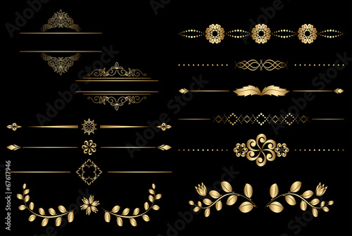golden design elements with gradient - vector