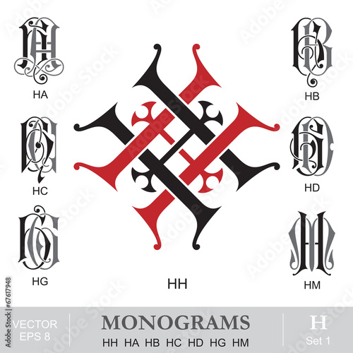 Vintage Monograms HH HA HB HC HD HG HM