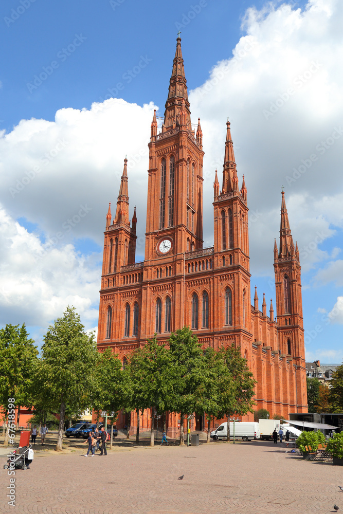 Fototapeta premium Wiesbaden, Marktkirche, Schloßplatz (Juli 2014)