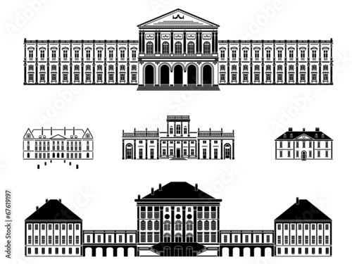 Castles, palaces and mansions vector illustration