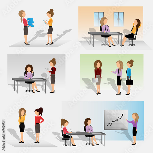 Business People - Isolated On Gray Background