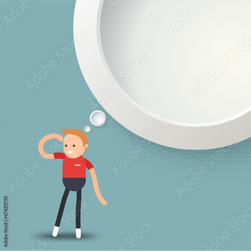 Vector illustration of a cartoon character: Man thinking. Speech