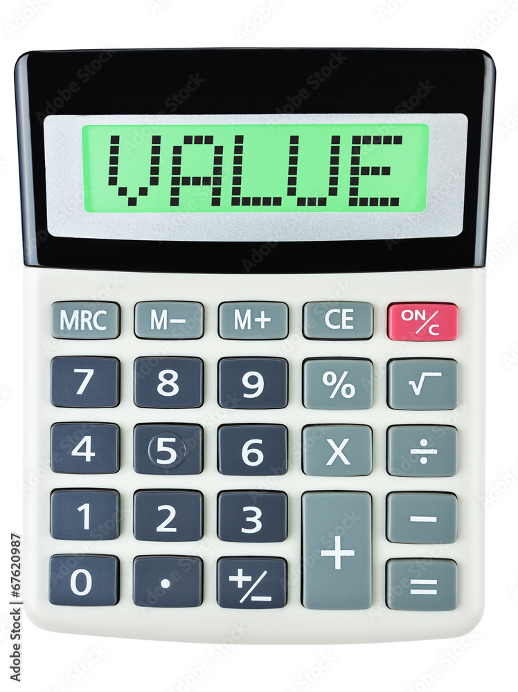 Calculator with VALUE on display isolated on white background Calculator with VALUE on display isolated on white background