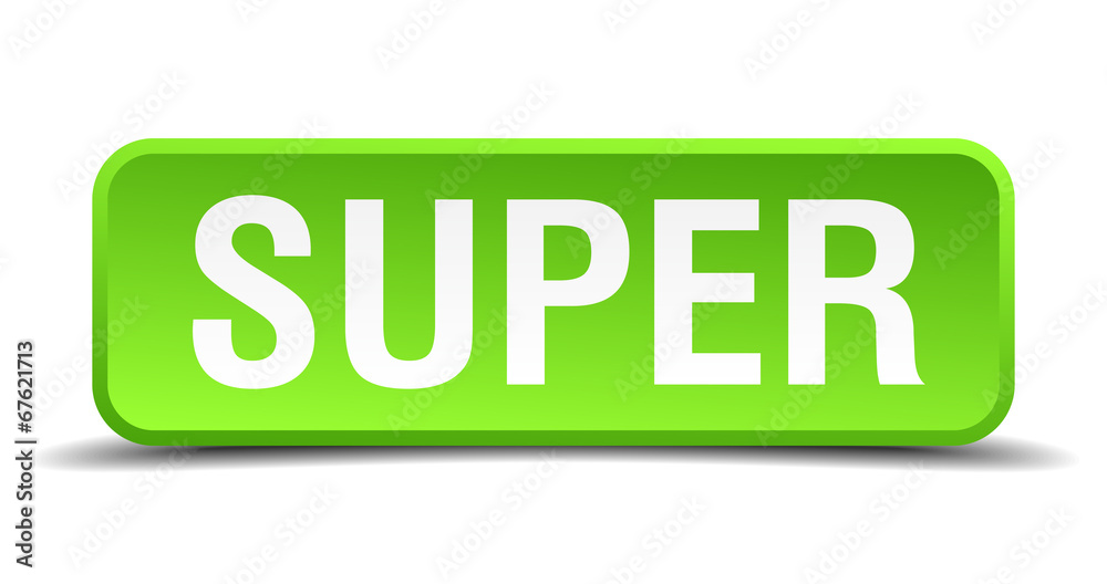 Super green 3d realistic square isolated button Super green 3d realistic square isolated button