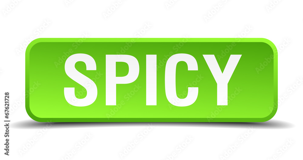 Spicy green 3d realistic square isolated button Spicy green 3d realistic square isolated button