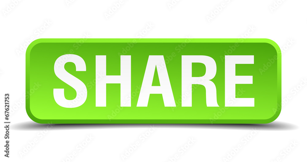 Share green 3d realistic square isolated button Share green 3d realistic square isolated button