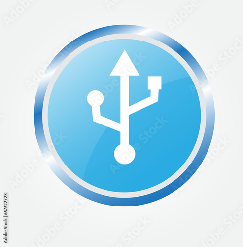 usb blue circle web icon