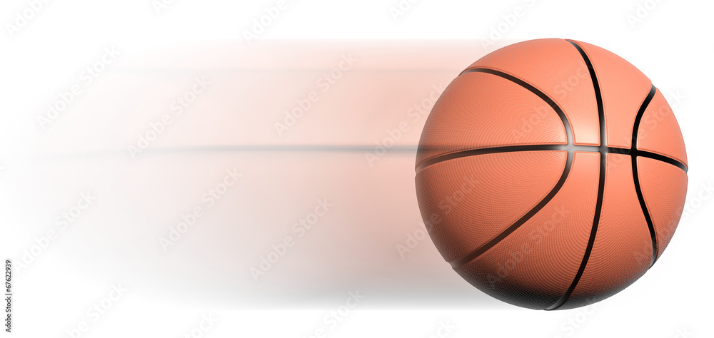 Classic basketball ball in motion isolated on white