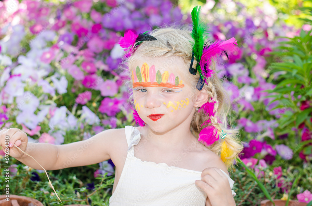 Fototapeta premium girl with indian face painting