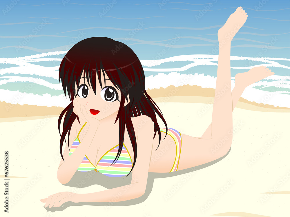 海辺で寝そべる水着女性のイラスト Stock Illustration Adobe Stock 海辺で寝そべる水着女性のイラスト Stock Illustration Adobe Stock