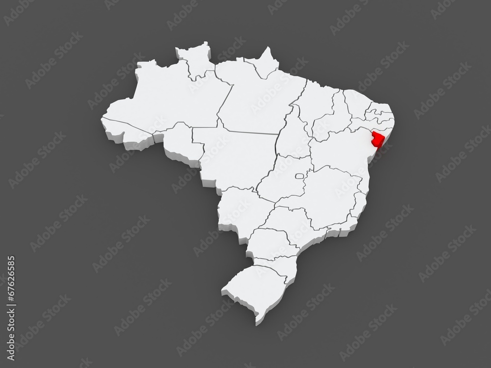 Map of Sergipe. Brazil.