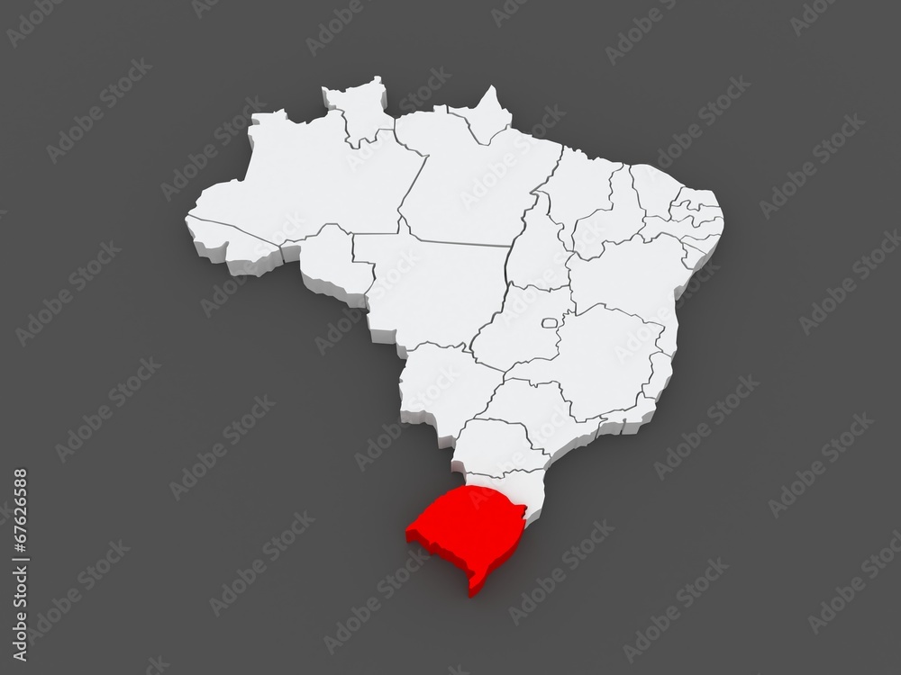 Map of Rio Grande do Sul. Brazil. Map of Rio Grande do Sul. Brazil.