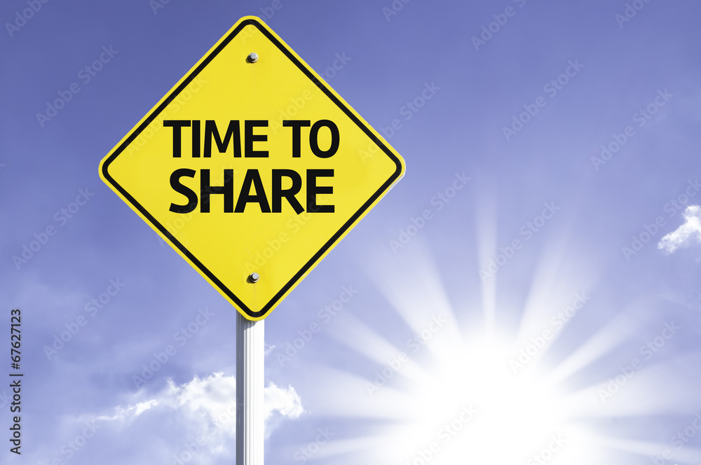 Time to Share road sign with sun background Time to Share road sign with sun background