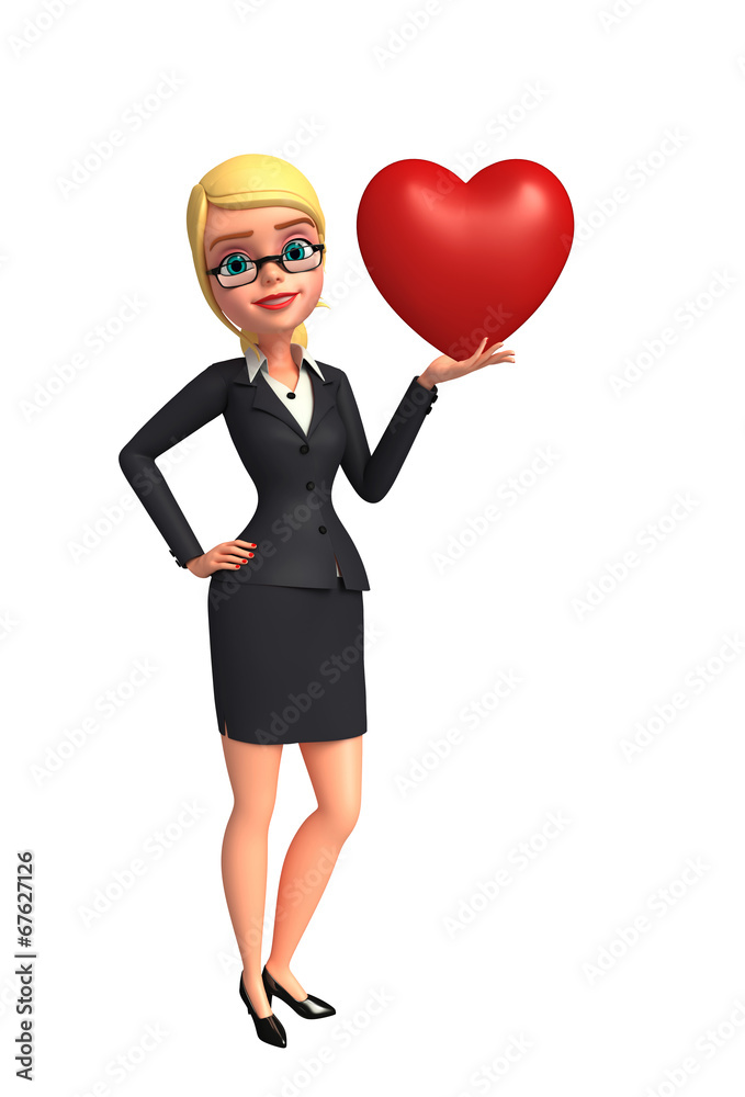 Young Business Woman with red heart Young Business Woman with red heart