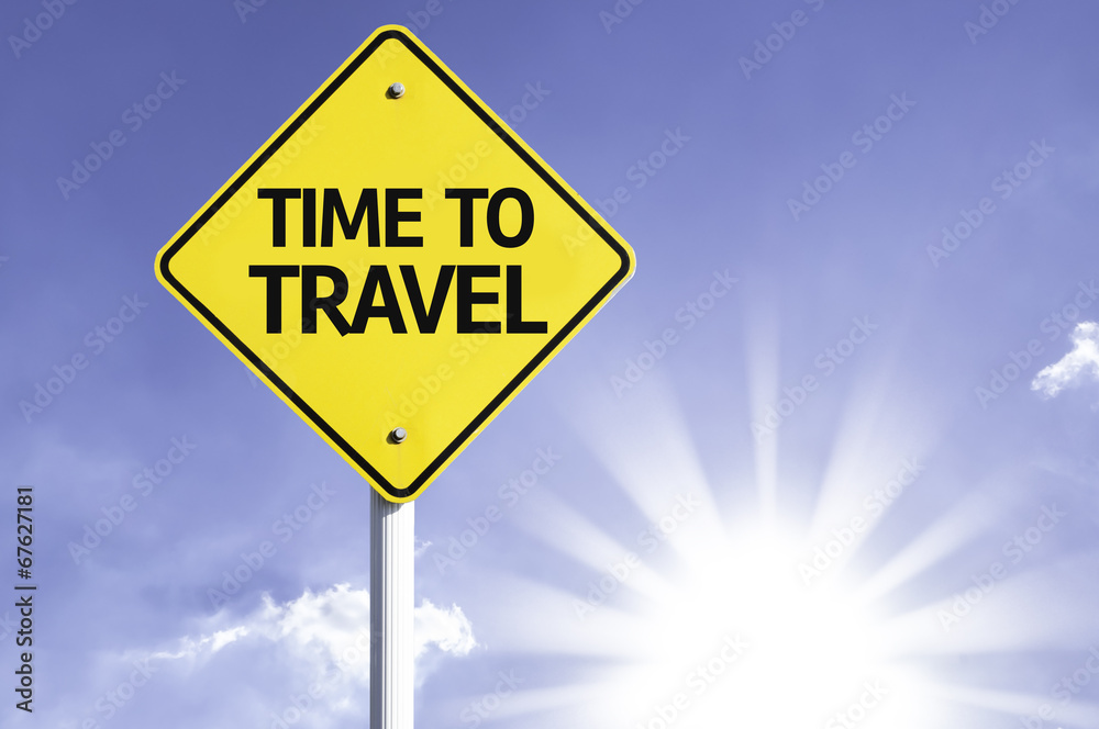 Time to Travel road sign with sun background Time to Travel road sign with sun background