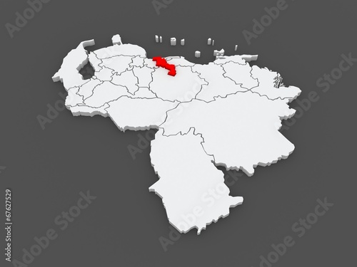 Map of Aragua. Venezuela.