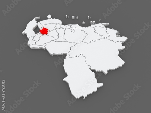 Map of Trujillo. Venezuela.