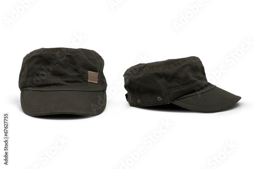 Olive Green Cap Isolated on White Background