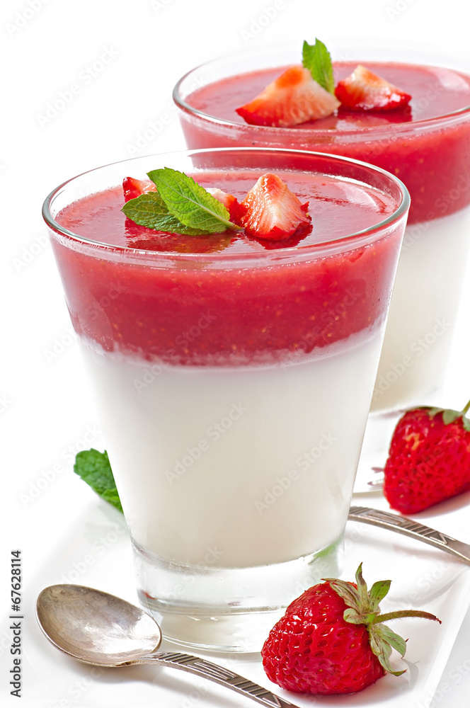 Dessert Panna Cotta with fresh strawberry Dessert Panna Cotta with fresh strawberry